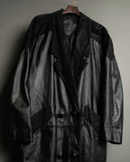 Paisley Crosscut Double Breasted Leather Coat