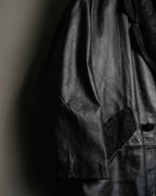 Paisley Crosscut Double Breasted Leather Coat