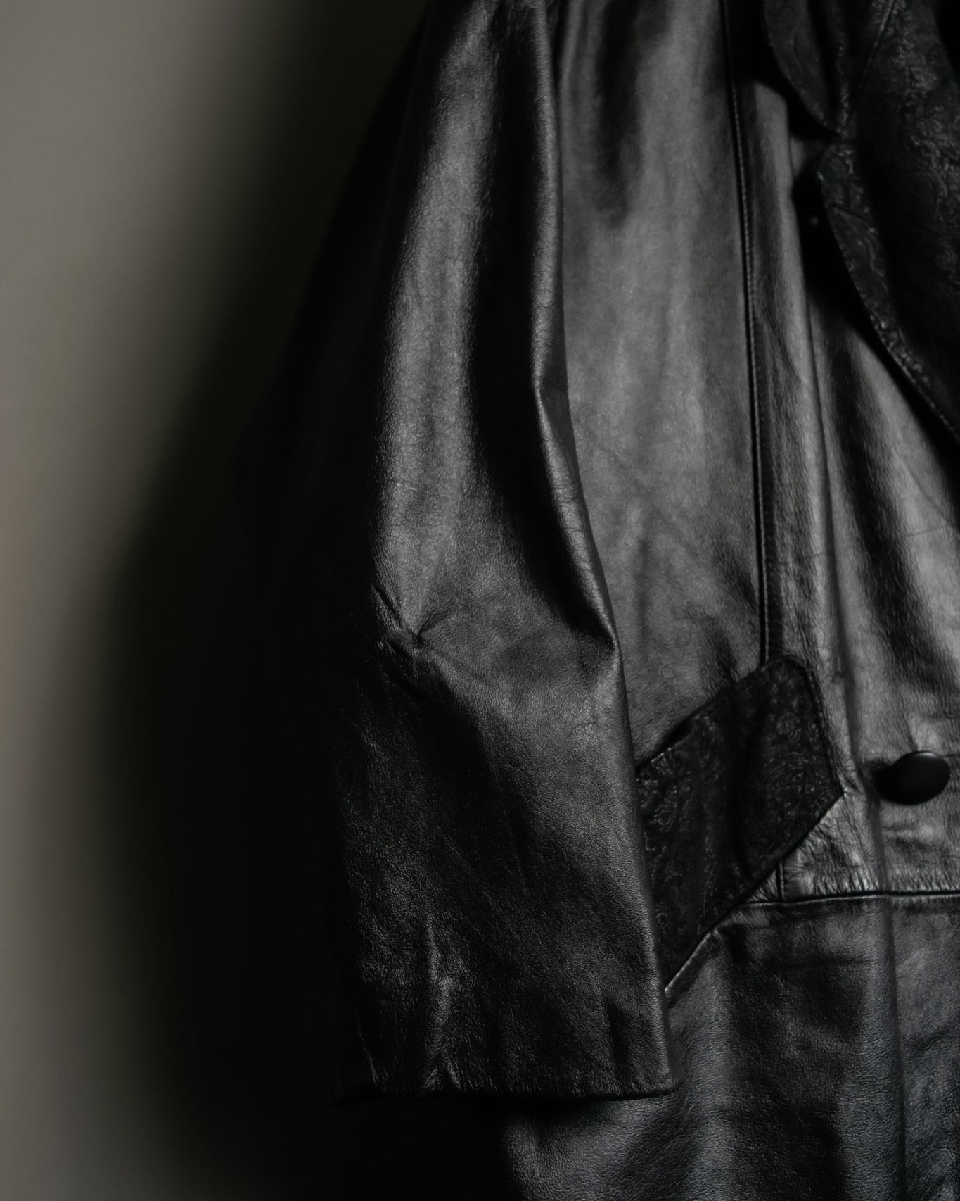 Paisley Crosscut Double Breasted Leather Coat