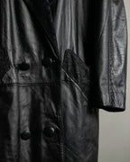 Paisley Crosscut Double Breasted Leather Coat