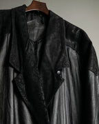 Paisley Crosscut Double Breasted Leather Coat