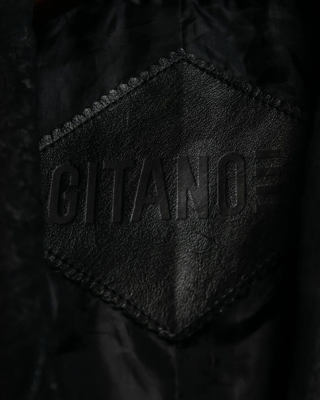 Paisley Crosscut Double Breasted Leather Coat