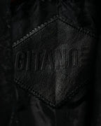 Paisley Crosscut Double Breasted Leather Coat