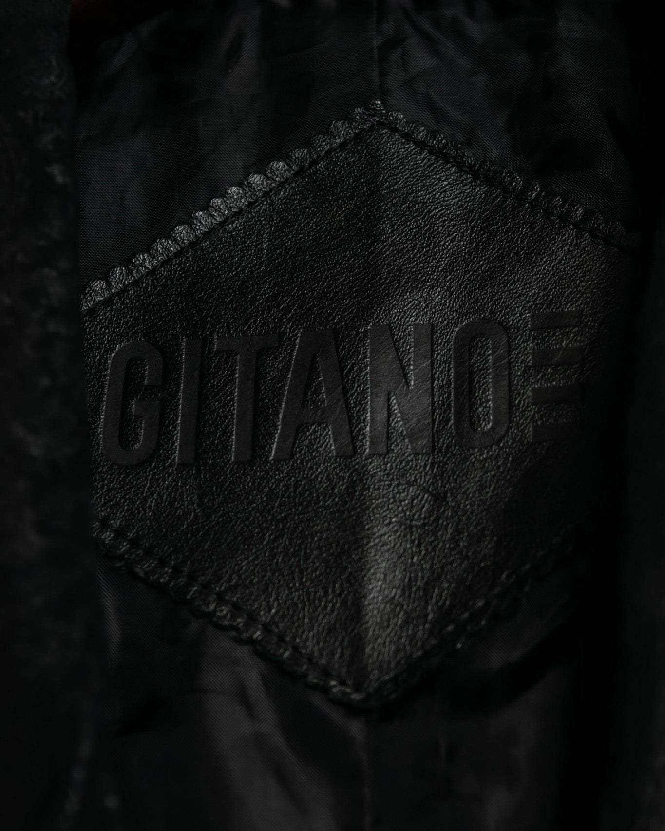 Paisley Crosscut Double Breasted Leather Coat