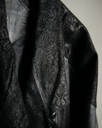 Paisley Crosscut Double Breasted Leather Coat