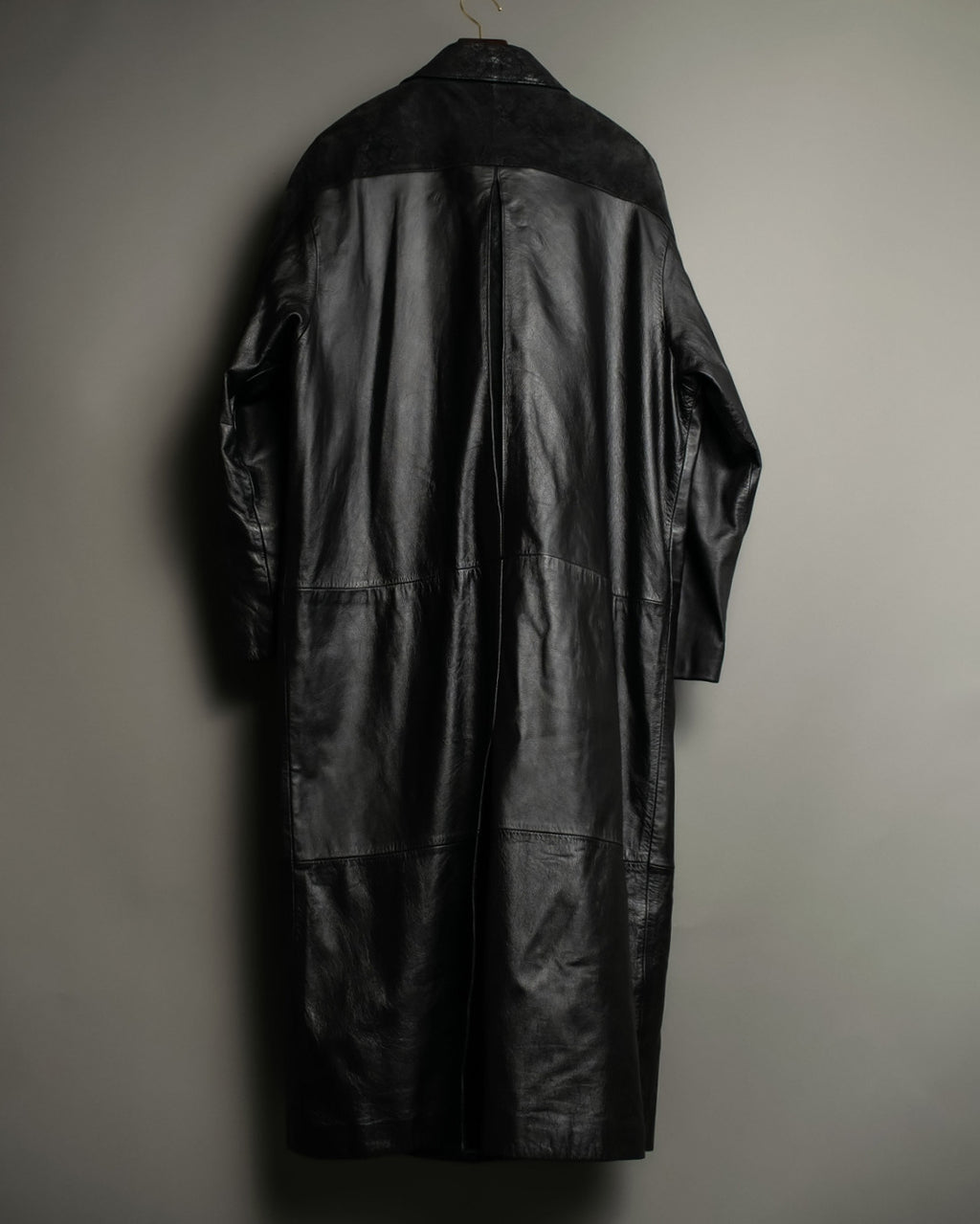 Paisley Crosscut Double Breasted Leather Coat