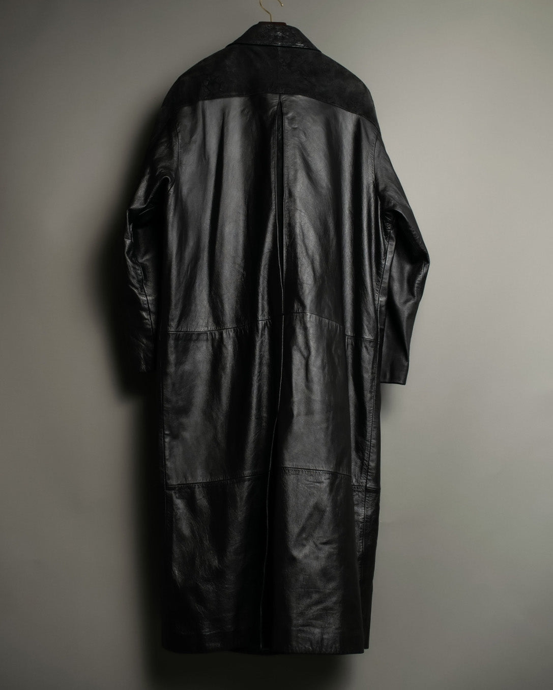 Paisley Crosscut Double Breasted Leather Coat