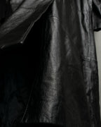 Paisley Crosscut Double Breasted Leather Coat