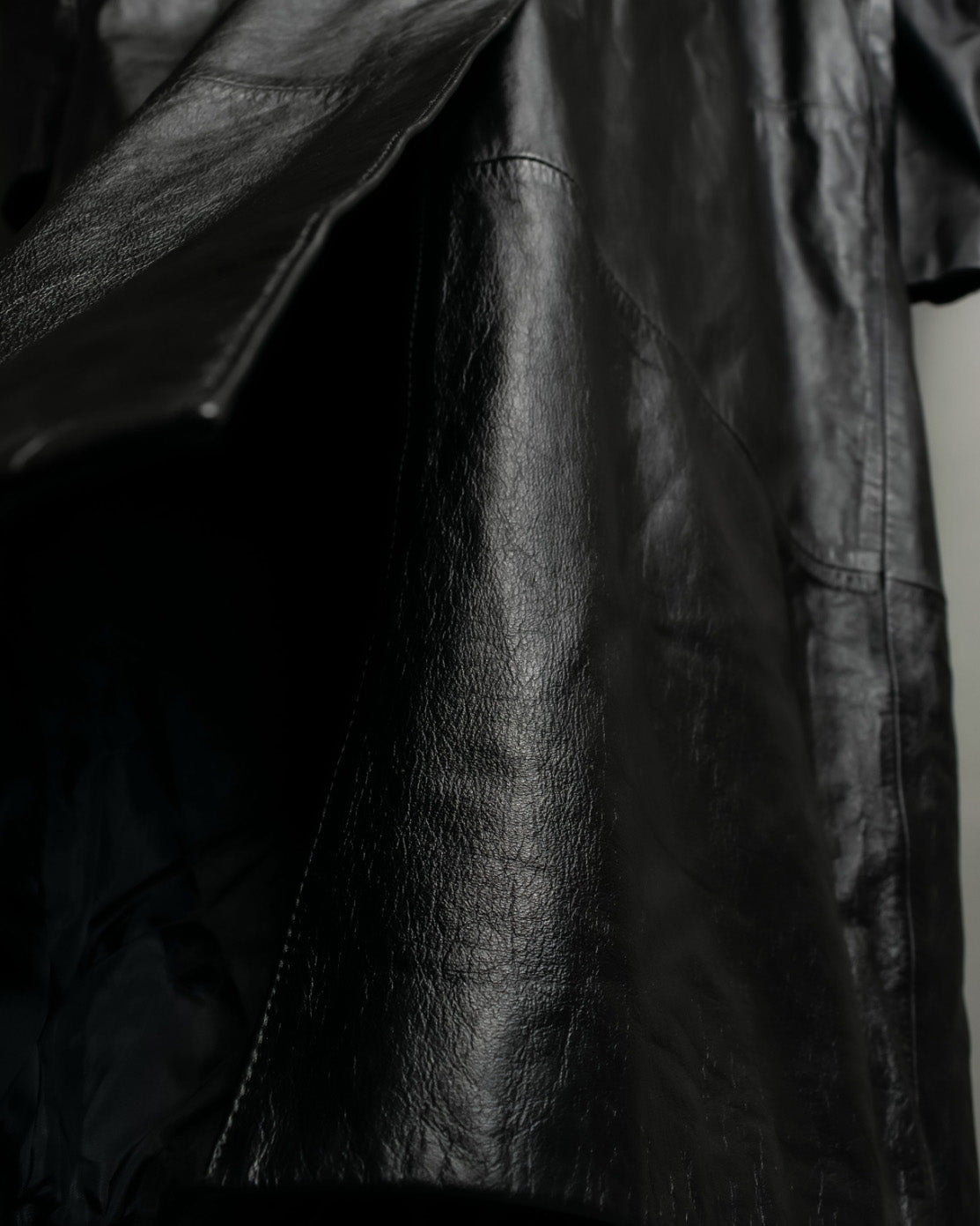 Paisley Crosscut Double Breasted Leather Coat