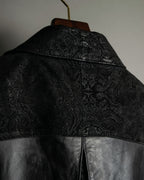 Paisley Crosscut Double Breasted Leather Coat