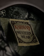 "KARMAN" Beautiful Green Flower Pattern Western Shirt