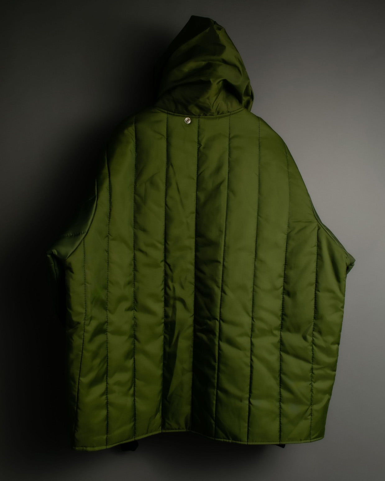 Box silhouette green down jacket
