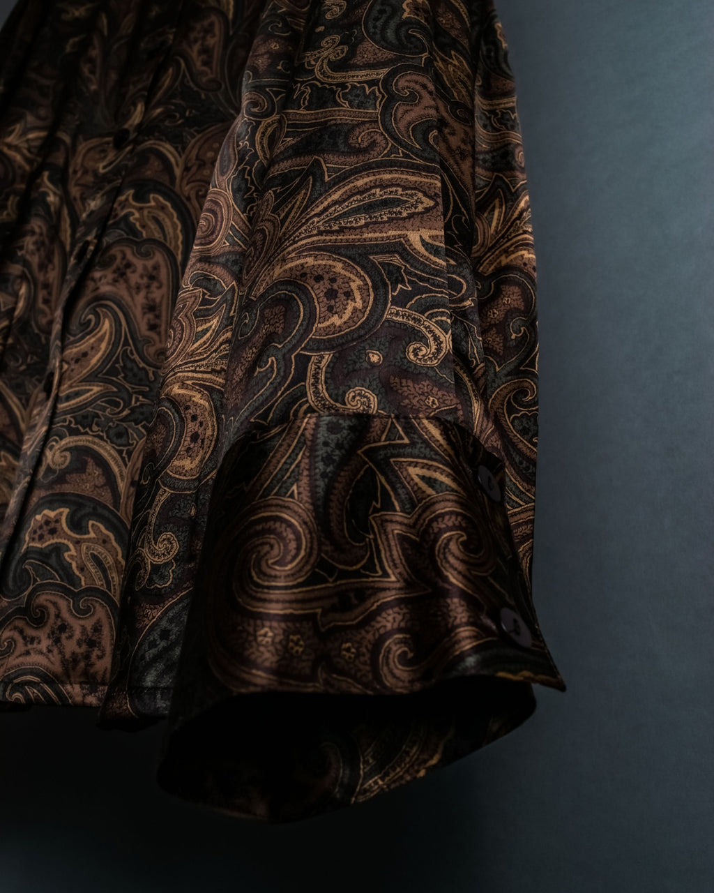 Pure Silk Dark Tone Glossy Paisley Shirt