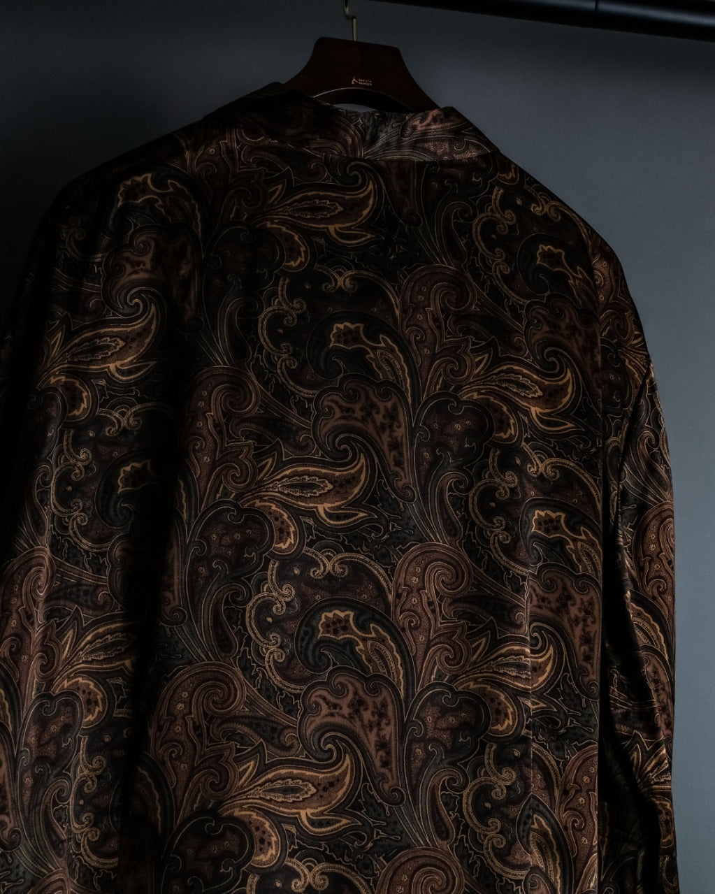 Pure Silk Dark Tone Glossy Paisley Shirt