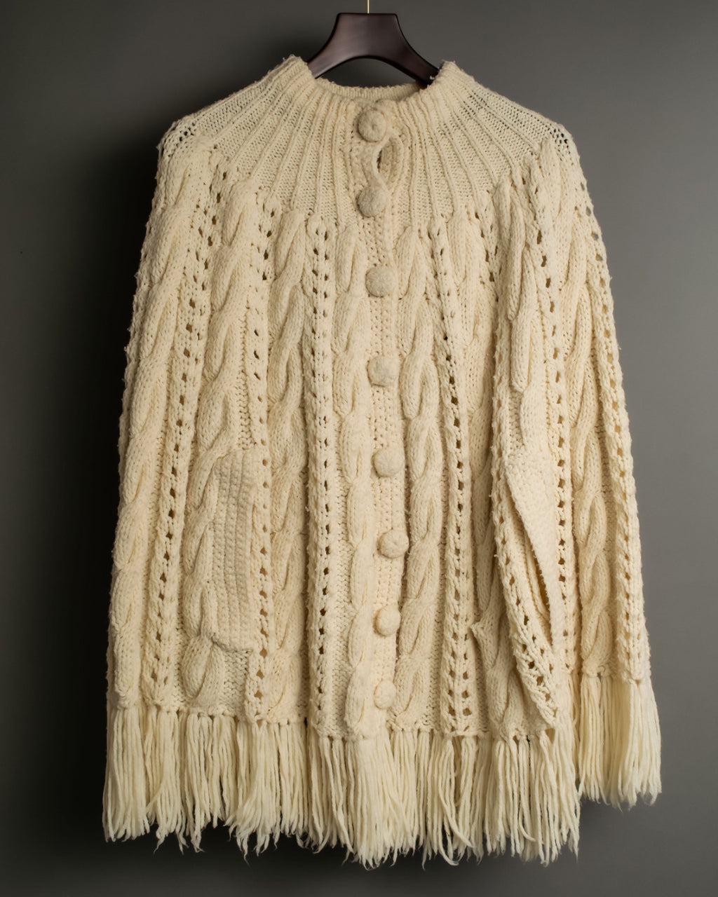 50s vintage fringe knit poncho