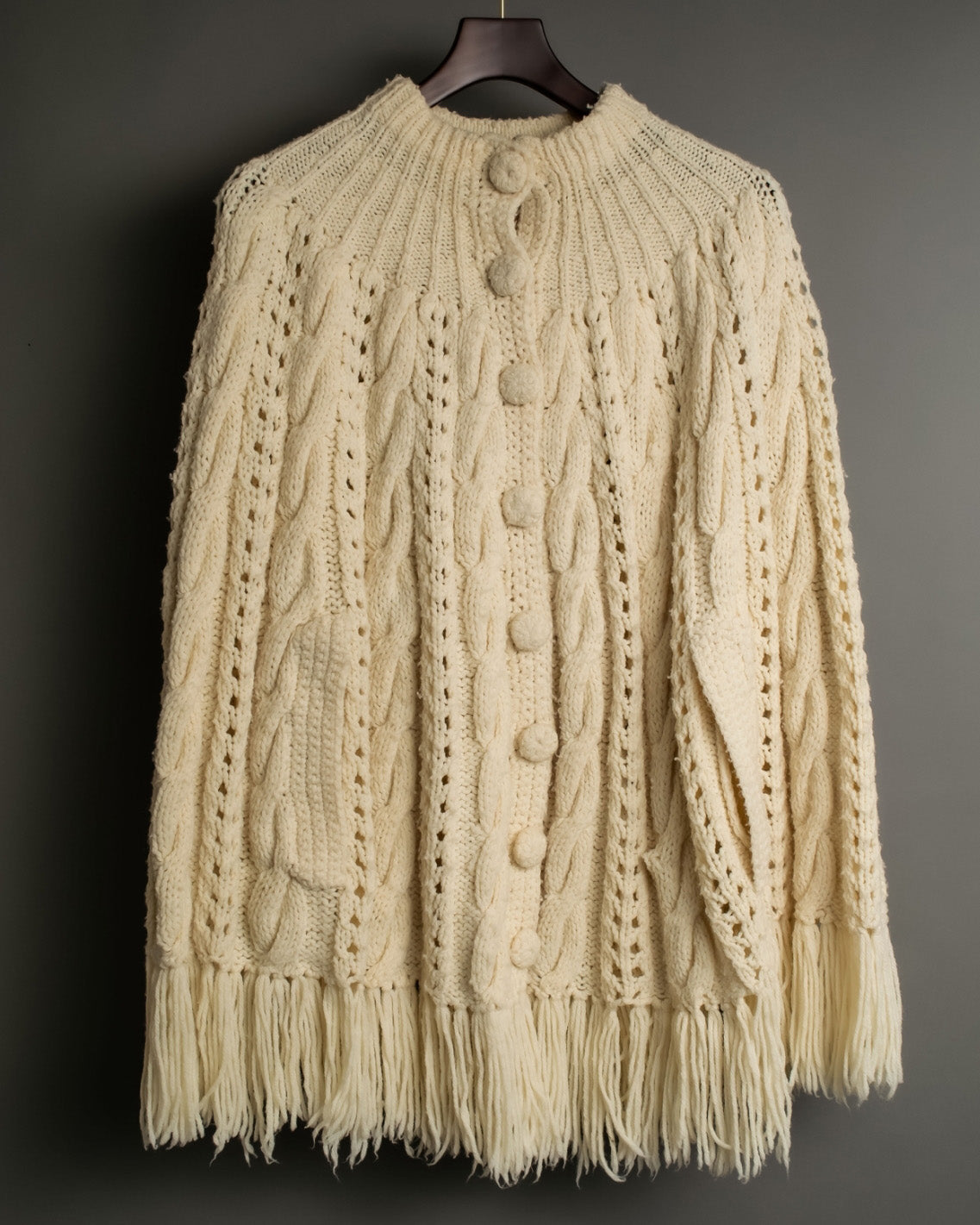 50s vintage fringe knit poncho