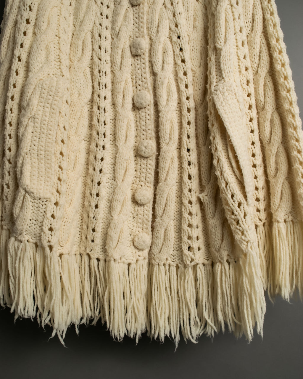 50s vintage fringe knit poncho