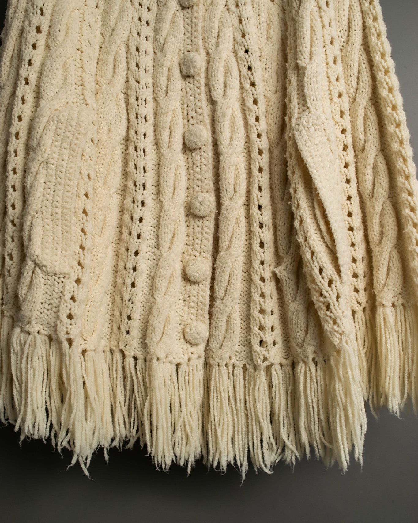 50s vintage fringe knit poncho
