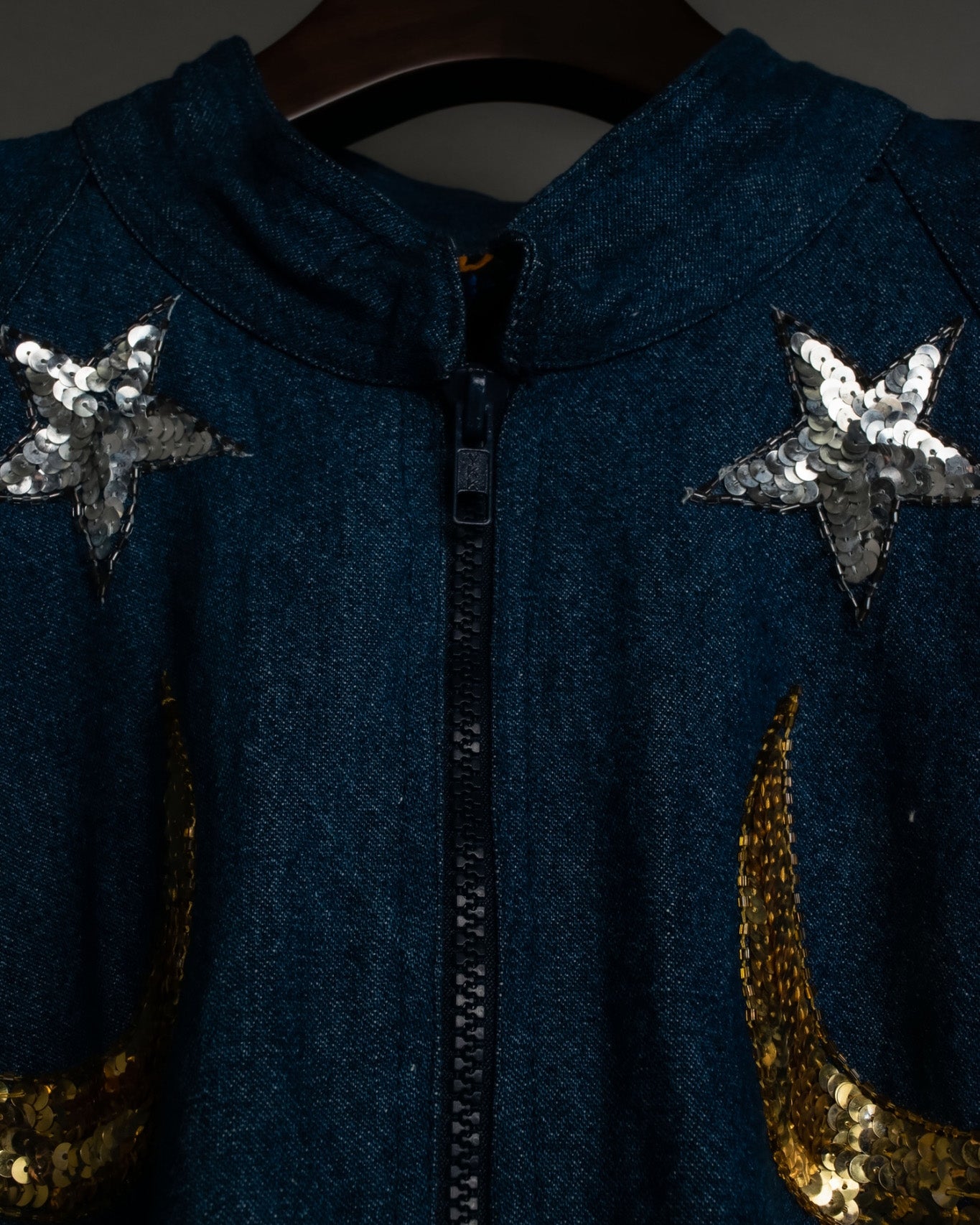 Sun And Moon Sequin Squid Silhouette Jacket