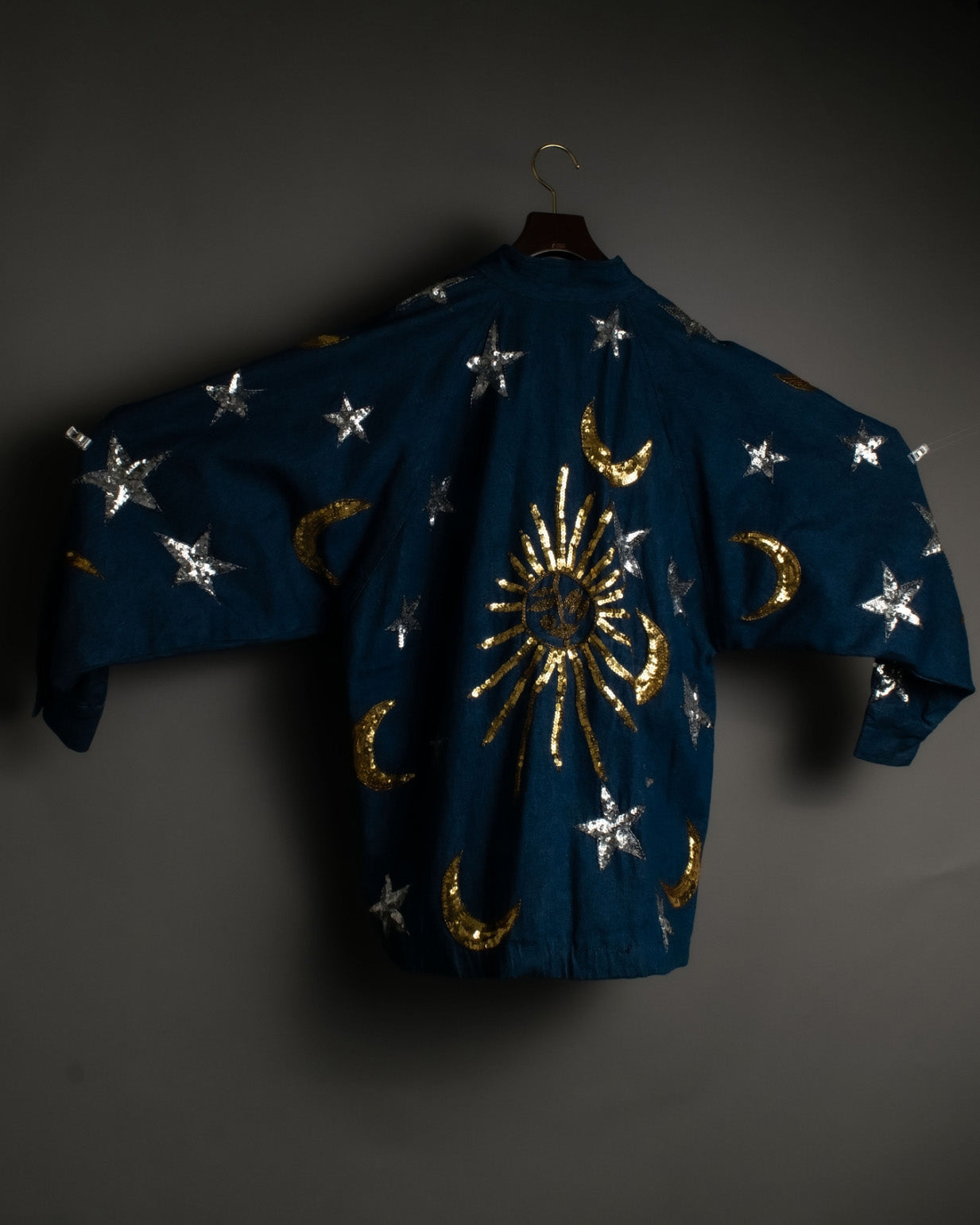 Sun And Moon Sequin Squid Silhouette Jacket