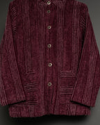 Towel Fabric Striped Stand Collar Jacket