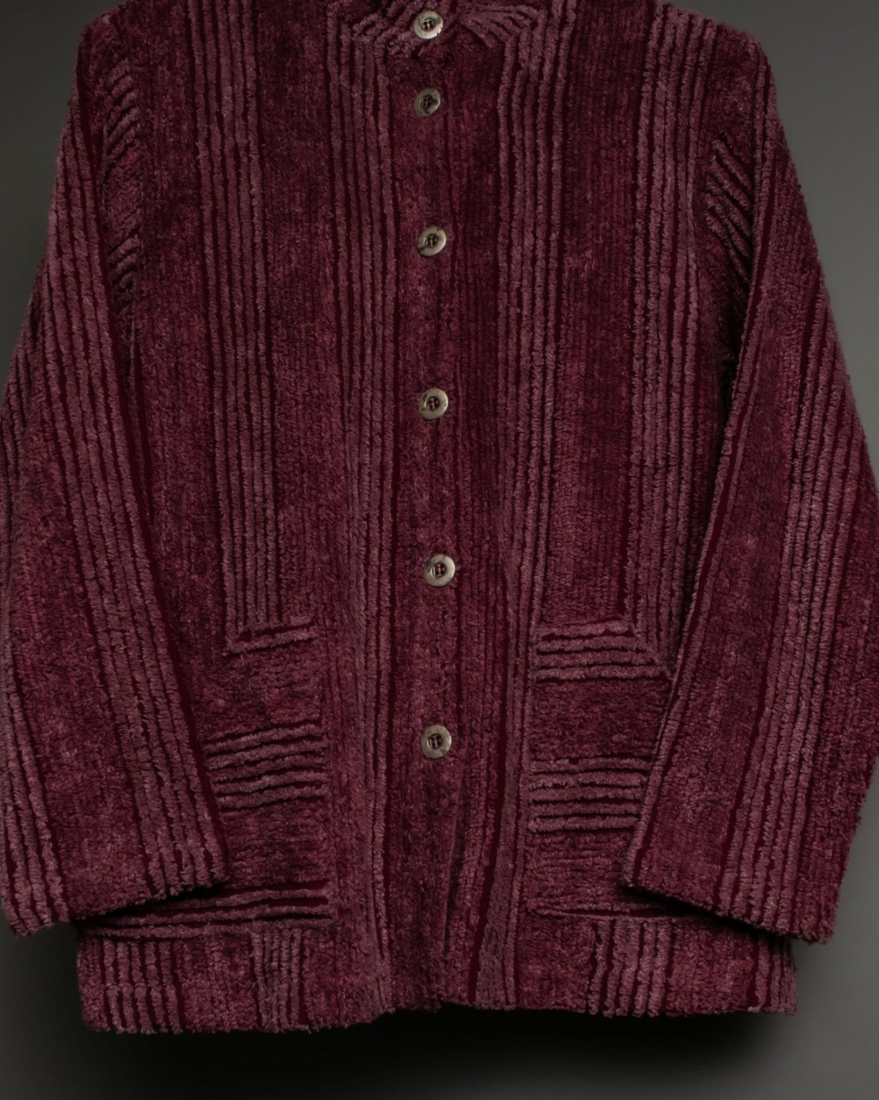 Towel Fabric Striped Stand Collar Jacket