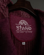 Towel Fabric Striped Stand Collar Jacket