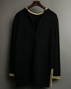 Side Slit Back Zip-up Thick Knit