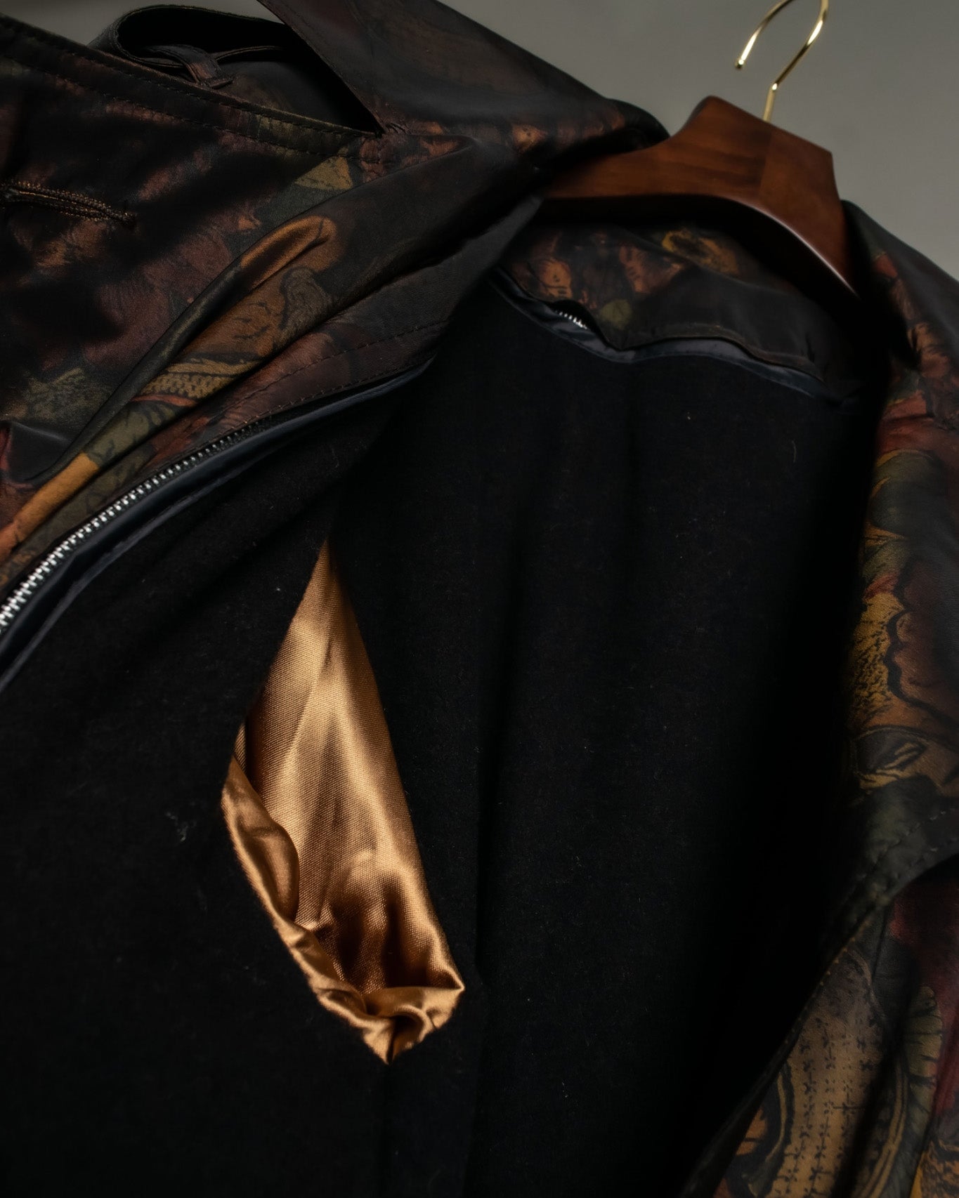 Botanical Pattern Beautiful Brown Double Breasted Coat