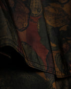 Botanical Pattern Beautiful Brown Double Breasted Coat