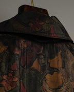 Botanical Pattern Beautiful Brown Double Breasted Coat