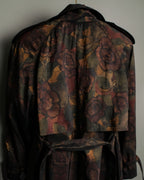 Botanical Pattern Beautiful Brown Double Breasted Coat