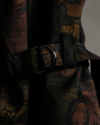 Botanical Pattern Beautiful Brown Double Breasted Coat