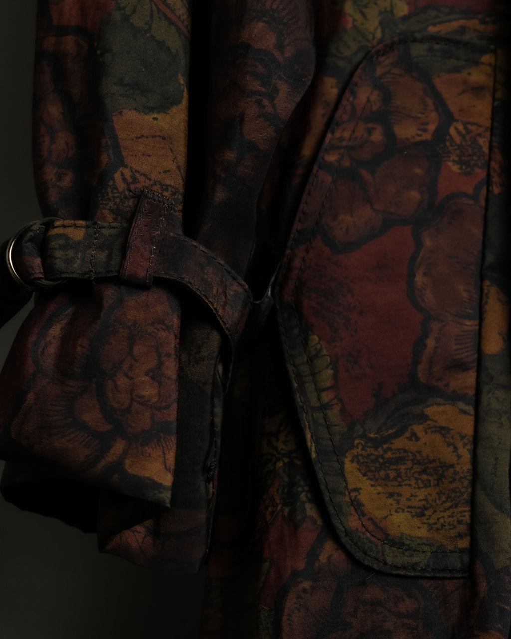 Botanical Pattern Beautiful Brown Double Breasted Coat