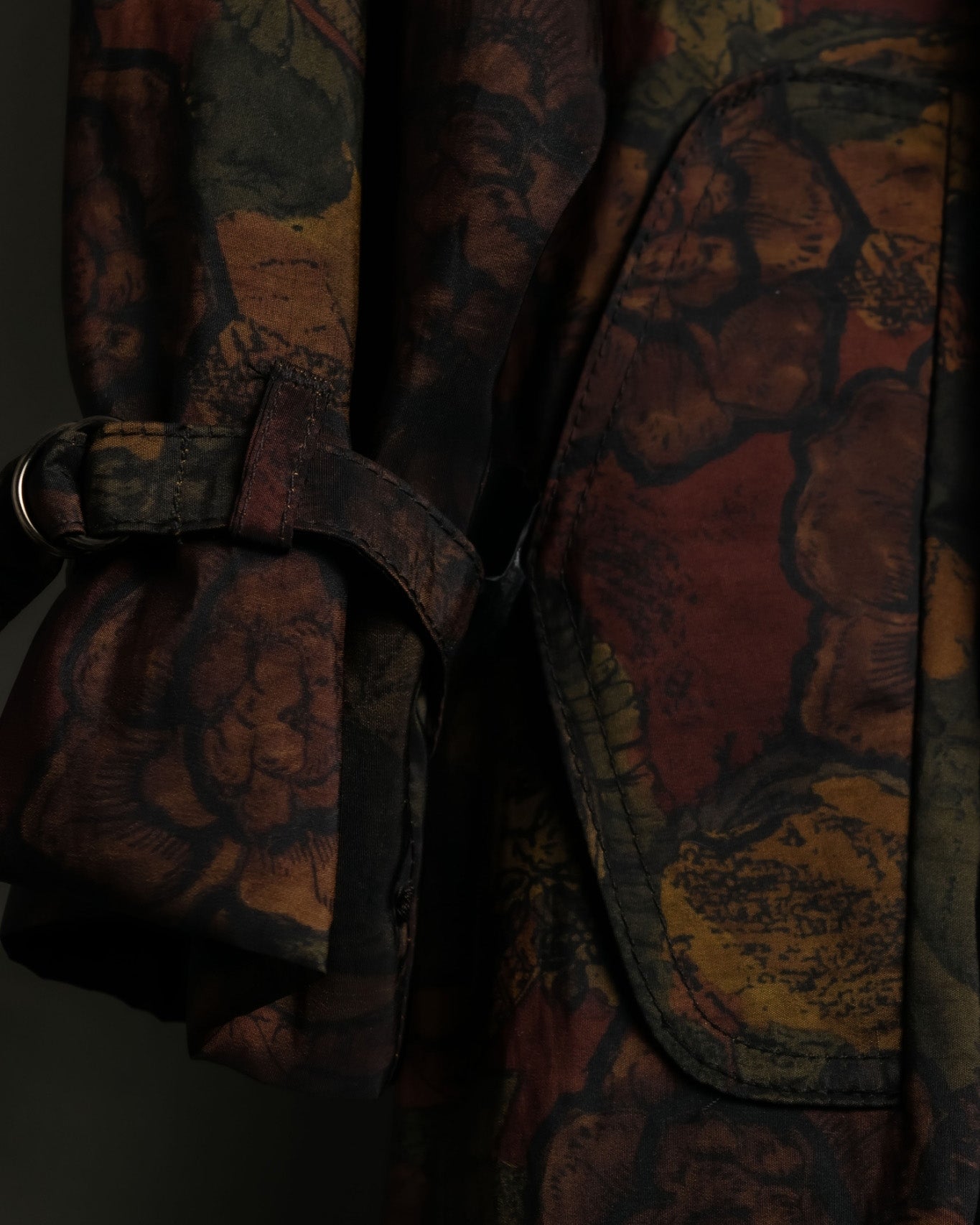 Botanical Pattern Beautiful Brown Double Breasted Coat