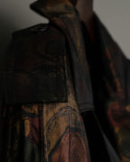 Botanical Pattern Beautiful Brown Double Breasted Coat