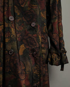 Botanical Pattern Beautiful Brown Double Breasted Coat