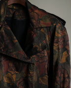 Botanical Pattern Beautiful Brown Double Breasted Coat