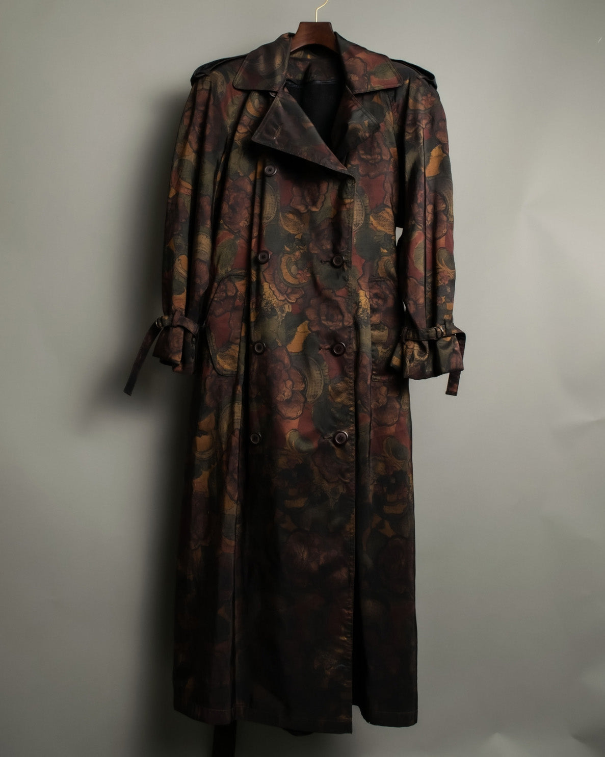 Botanical Pattern Beautiful Brown Double Breasted Coat