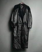 Paisley Crosscut Double Breasted Leather Coat