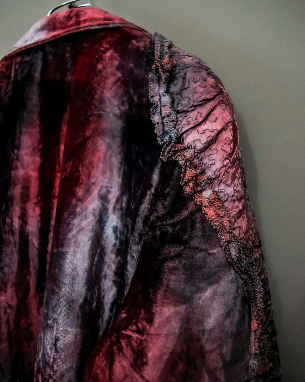 Dark Purple Pink Patchwork Velor Jacket