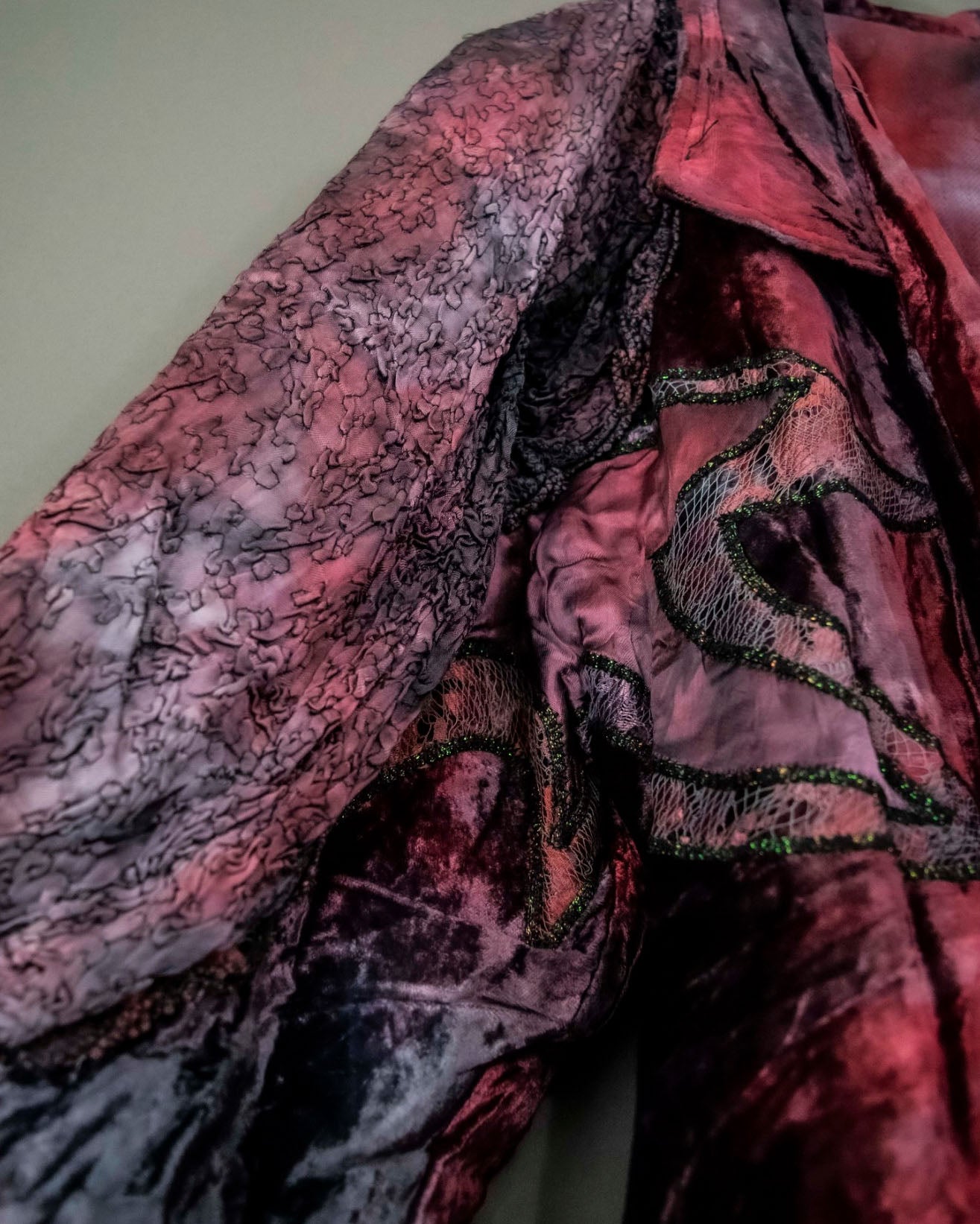 Dark Purple Pink Patchwork Velor Jacket