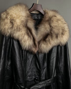 "MOOD SPECIAL" Impossible cutting fur collar leather coat