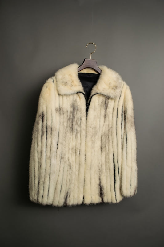 "MOOD SPECIAL"  Vintage Beautiful Fur Stand Collar Jacket