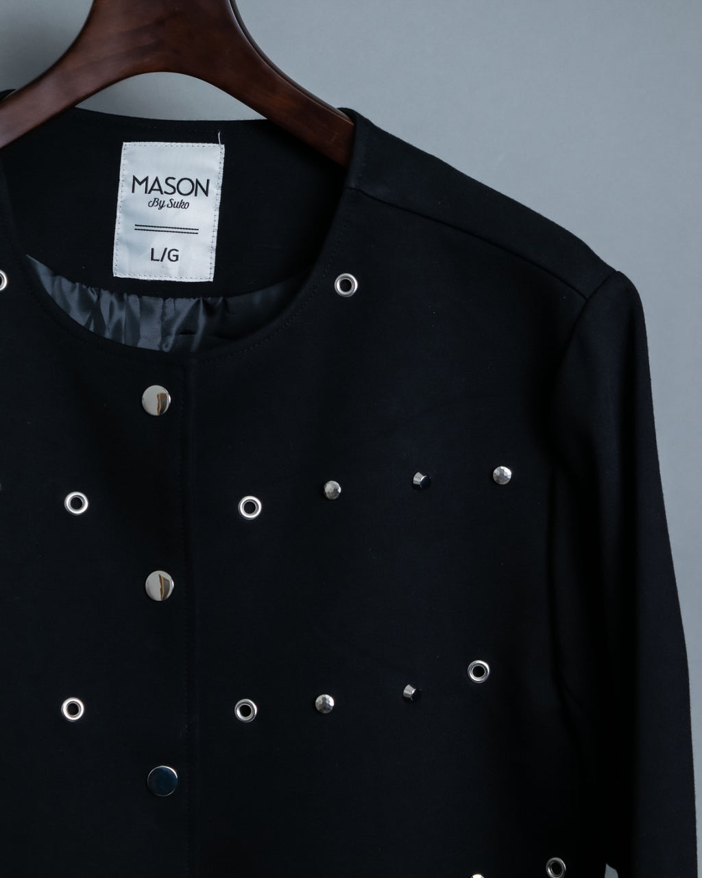 Slimy Thick Fabric Studded Short Jacket