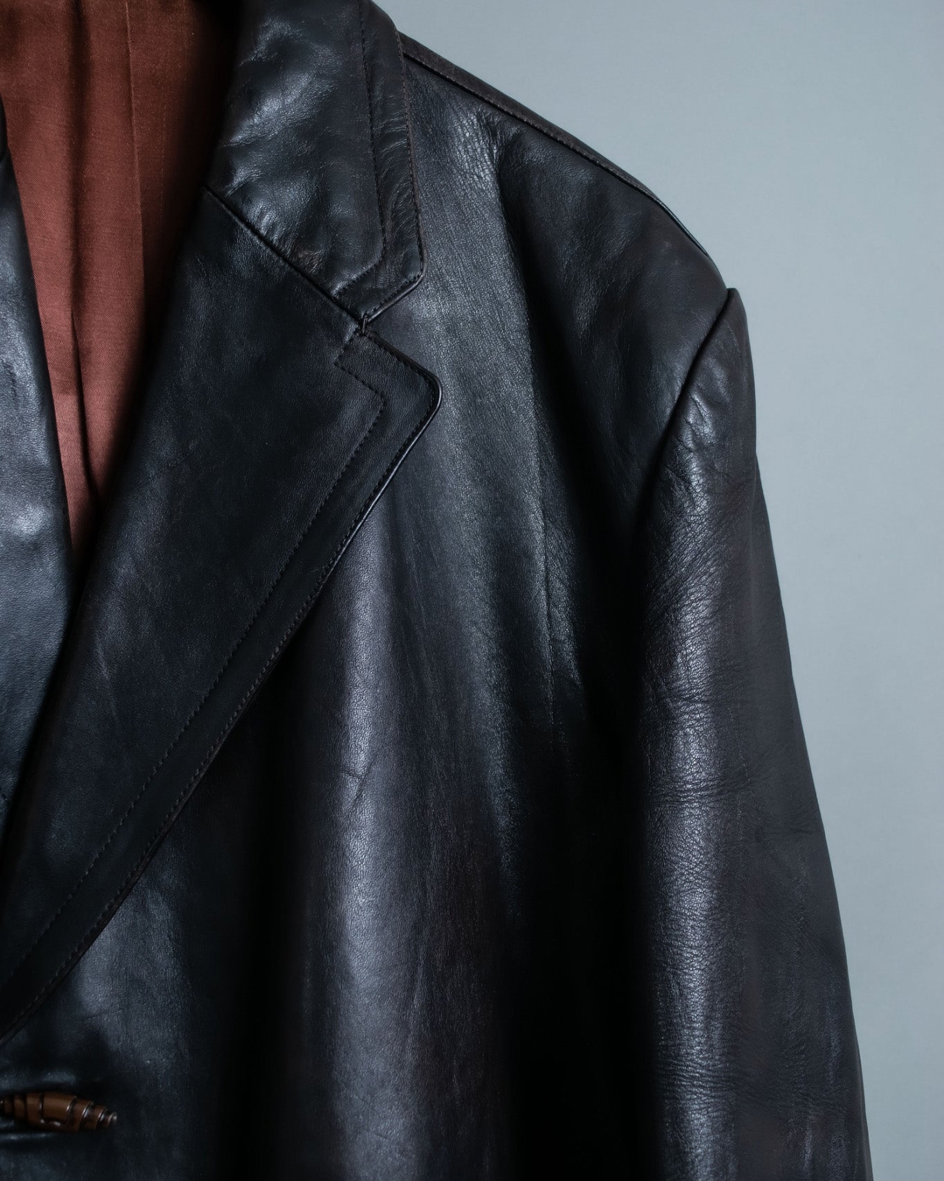 "MOOD SPECIAL" Super Big Shoulder Oversized Leather Coat