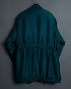 "MOOD SPECIAL" Silk 100% Spring Waist Squeeze Gimmick Stand Collar Jacket