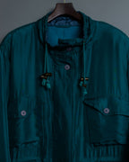 "MOOD SPECIAL" Silk 100% Spring Waist Squeeze Gimmick Stand Collar Jacket