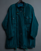 "MOOD SPECIAL" Silk 100% Spring Waist Squeeze Gimmick Stand Collar Jacket