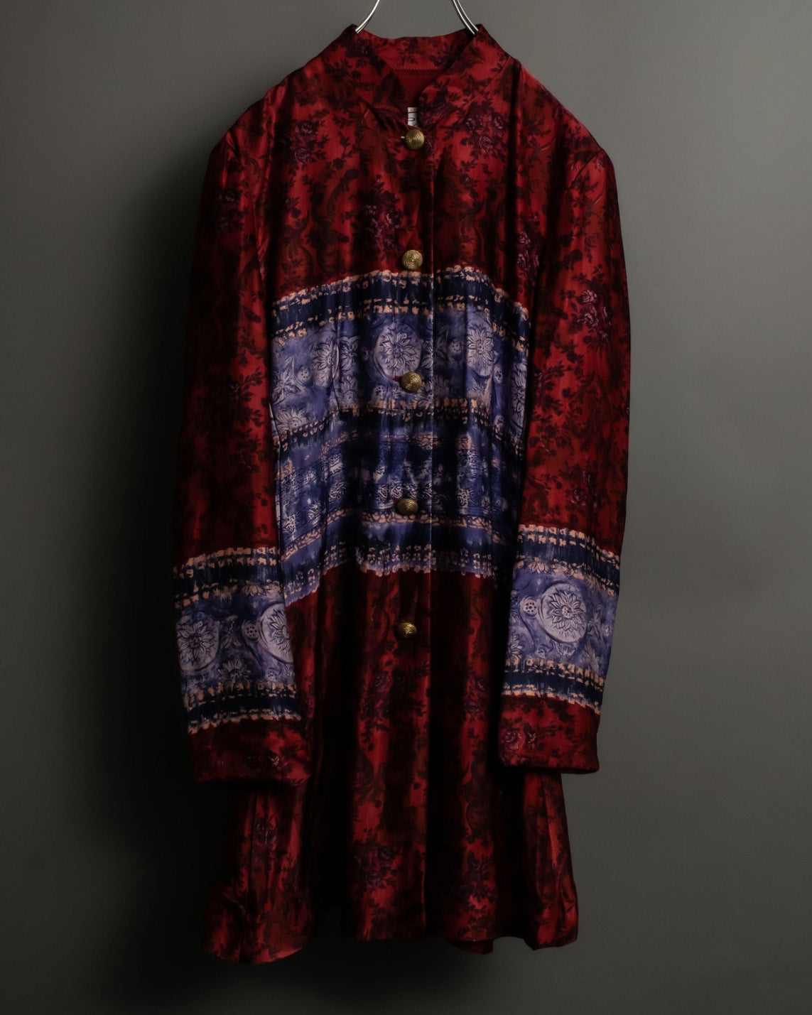 Glossy Mao Collar Long Length Dress Shirts